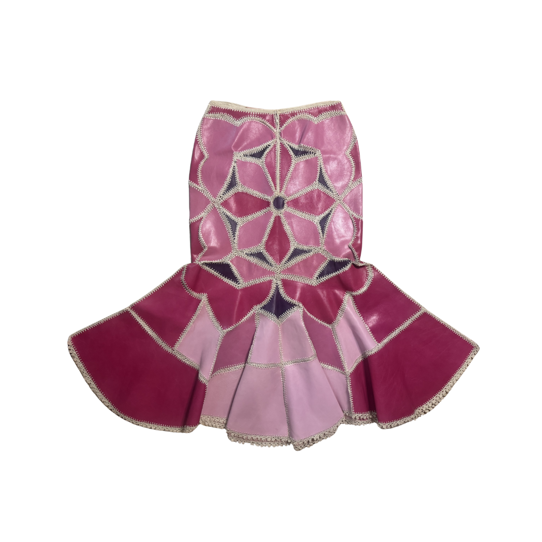 Keita Maruyama Pink Patchwork Leather Mermaid Skirt