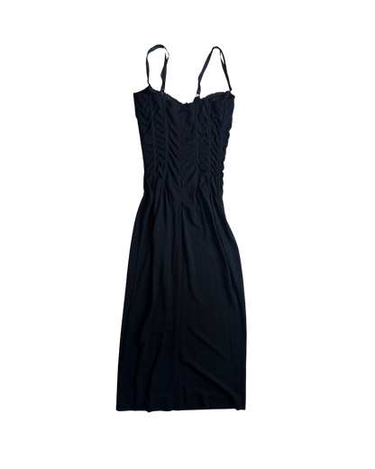 Dolce & Gabbana Black Corset Midi Dress