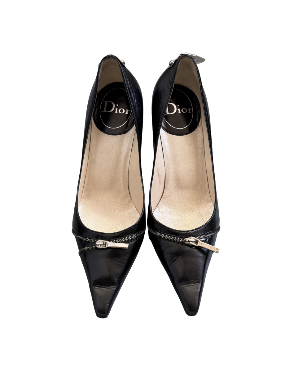Christian Dior Black Zipper & Lock Heels