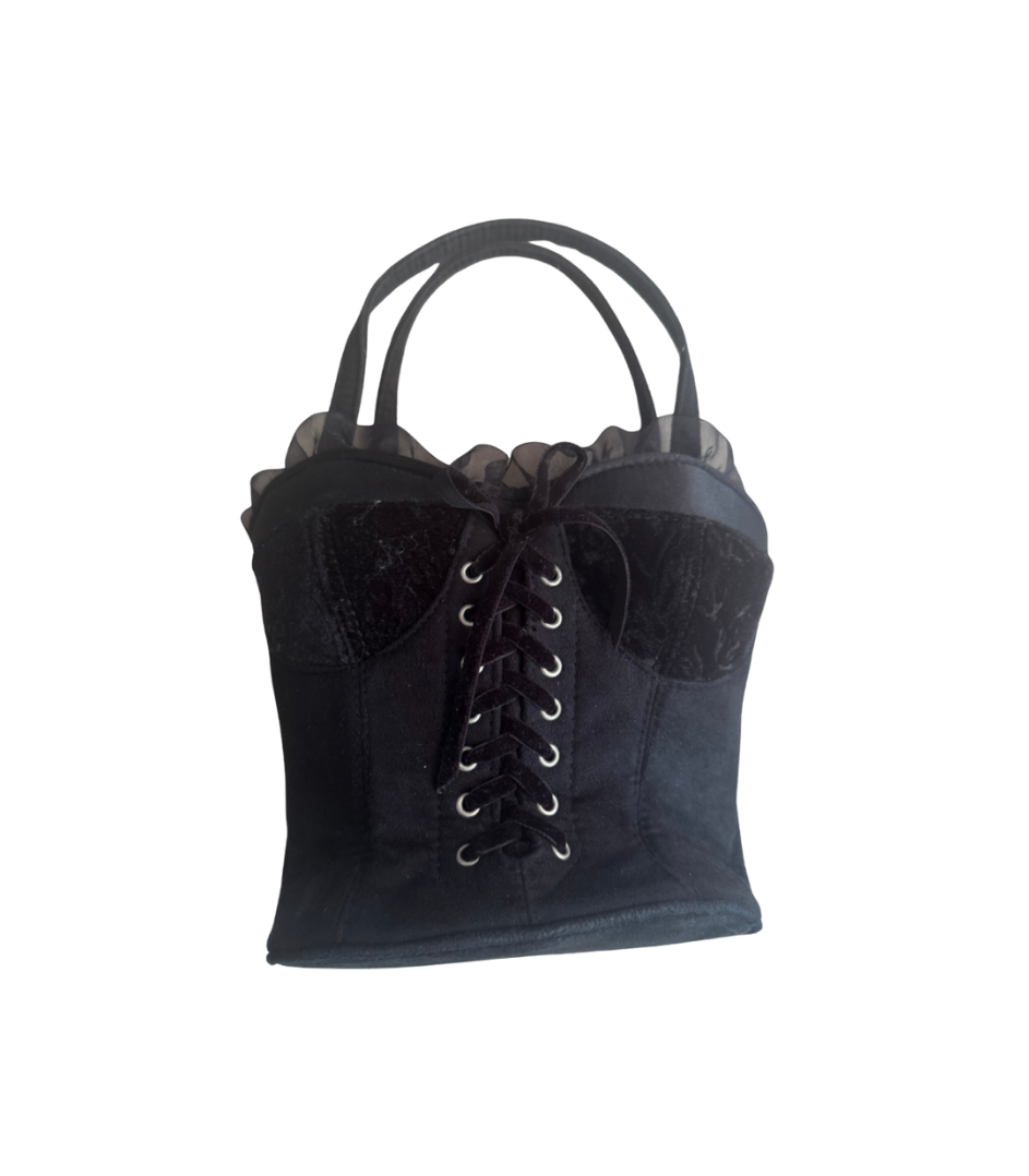 Vintage Unbranded Black Corset Bag