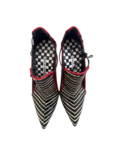 Manolo Blahnik Striped Cutout Heels