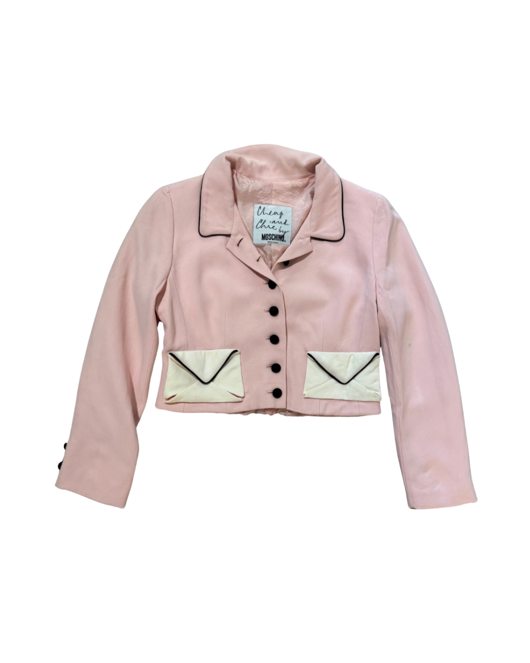 Moschino Jeans Cropped Pink Envelope Blazer