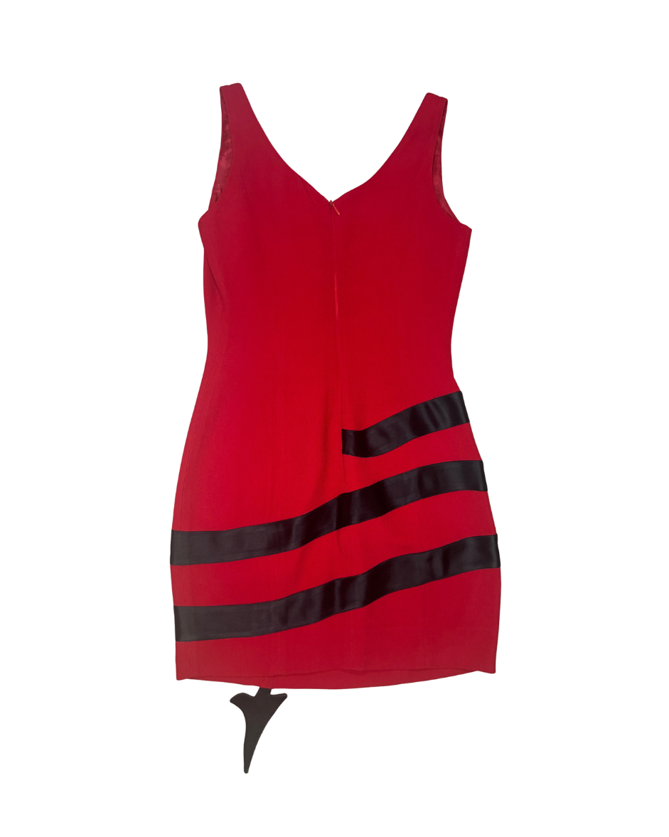 Moschino Red Satin Devil Horn Mini Dress