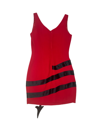 Moschino Red Satin Devil Horn Mini Dress