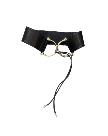 Gucci Black Leather Belt w/ Large Gold Hardware