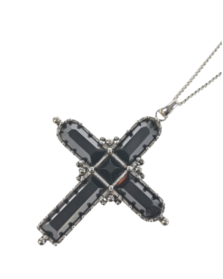Roberto Cavalli Black Cross Necklace