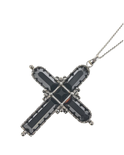 Roberto Cavalli Black Cross Necklace