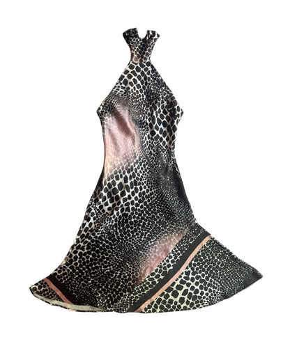 Roberto Cavalli Giraffe Print Halter Dress