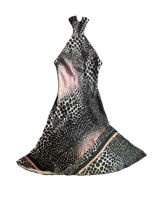 Roberto Cavalli Giraffe Print Halter Dress