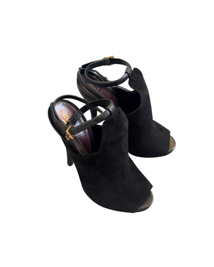 Gucci Suede Peep Toe Booties
