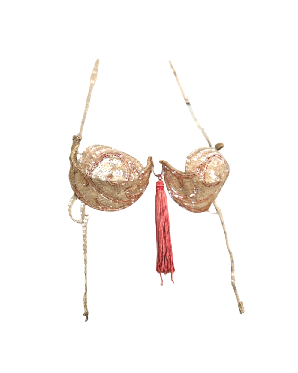 Vintage Iridescent Showgirl Sequin Halter Costume Bra
