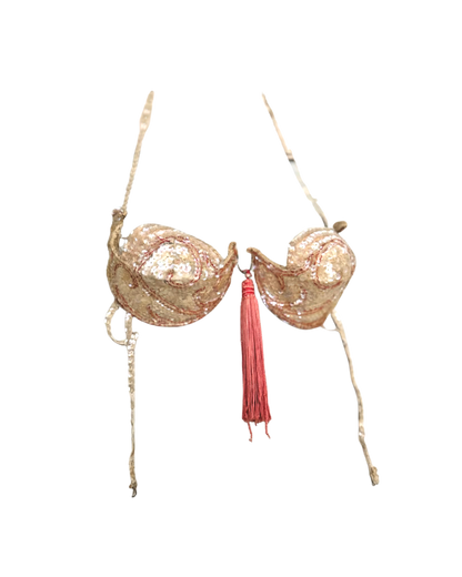 Vintage Iridescent Showgirl Sequin Halter Costume Bra