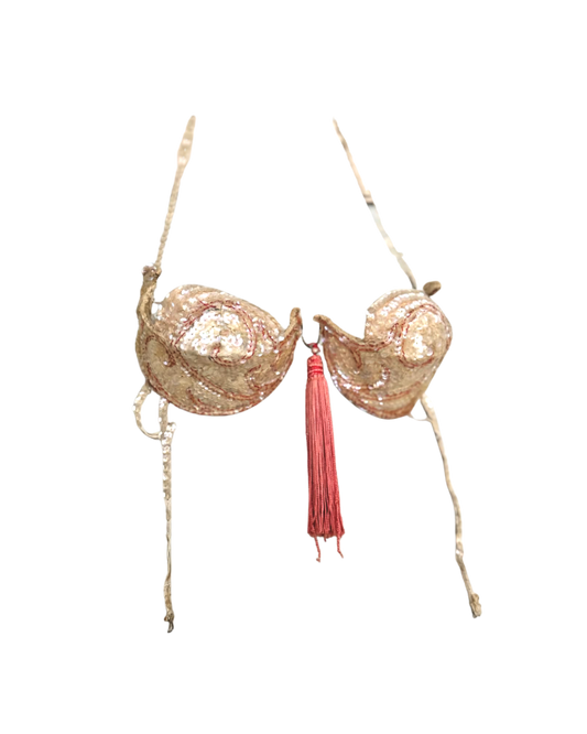Vintage Iridescent Showgirl Sequin Halter Costume Bra