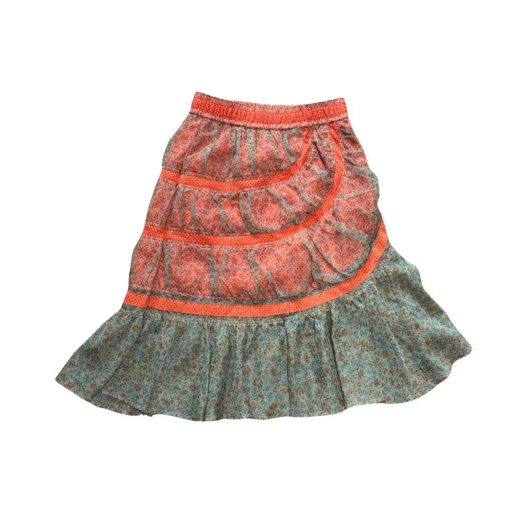 JPG by Gaultier Orange & Green Floral Mesh Skirt