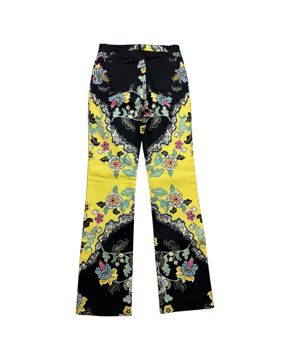 Roberto Cavalli Yellow Chinoiserie Jeans