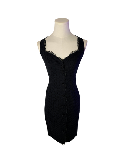 Blumarine Black Eyelet Button-Up Midi Dress