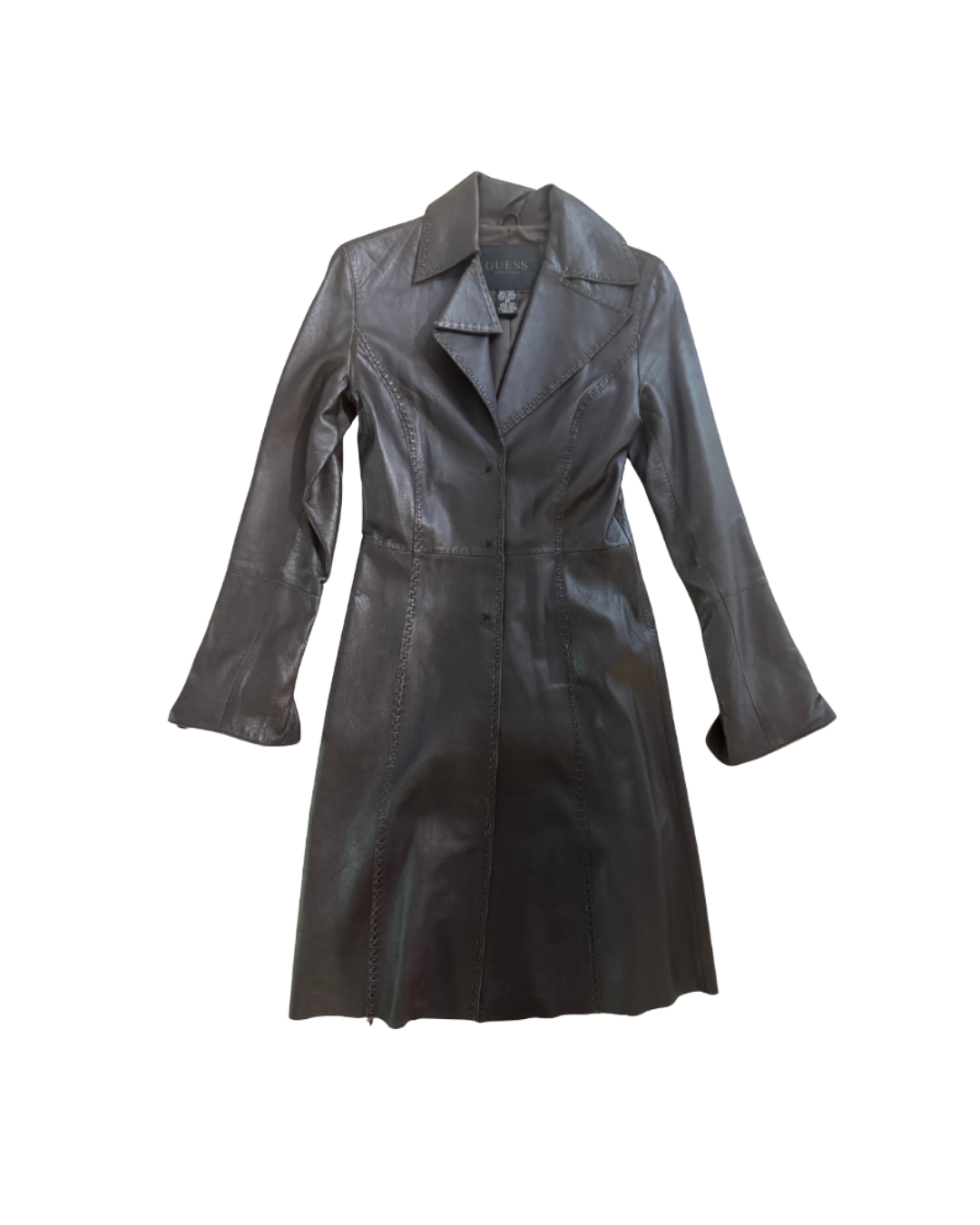 Guess Brown Leather Trench Coat