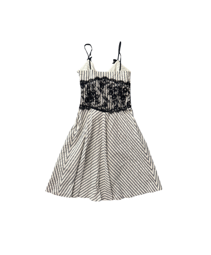Moschino Cheap & Chic Pinstripe Lace Midi Dress