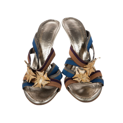 Roberto Cavalli Medallion Heels with Detachable Pearl Ankle Straps