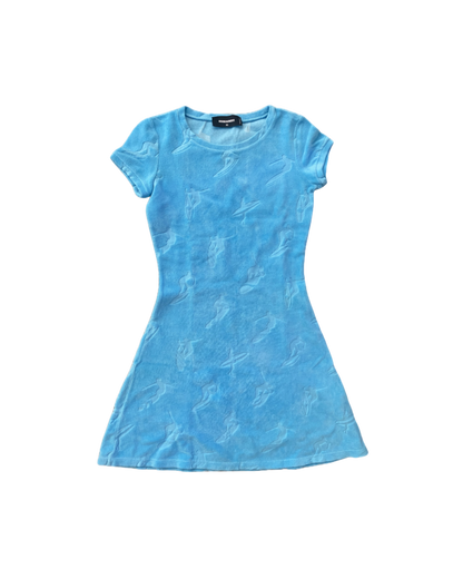 Dsquared² Blue Terry Cloth Surfer Jacquard Mini Dress