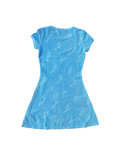 Dsquared² Blue Terry Cloth Surfer Jacquard Mini Dress