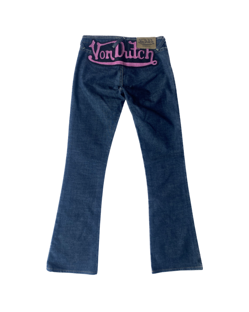 Von Dutch Embroidered Pink Rear Logo Jeans