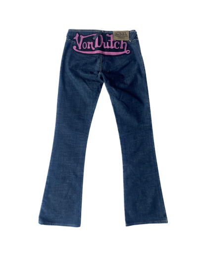 Von Dutch Embroidered Pink Rear Logo Jeans