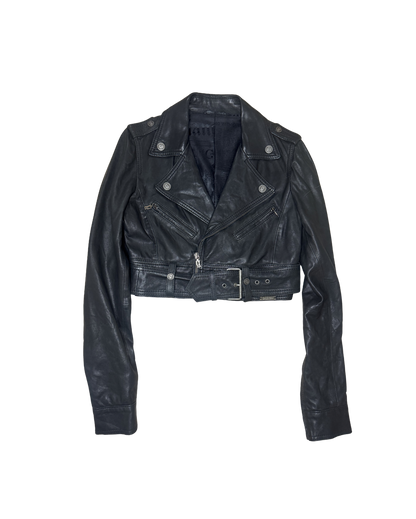 John Galliano Black Cropped Leather Jacket