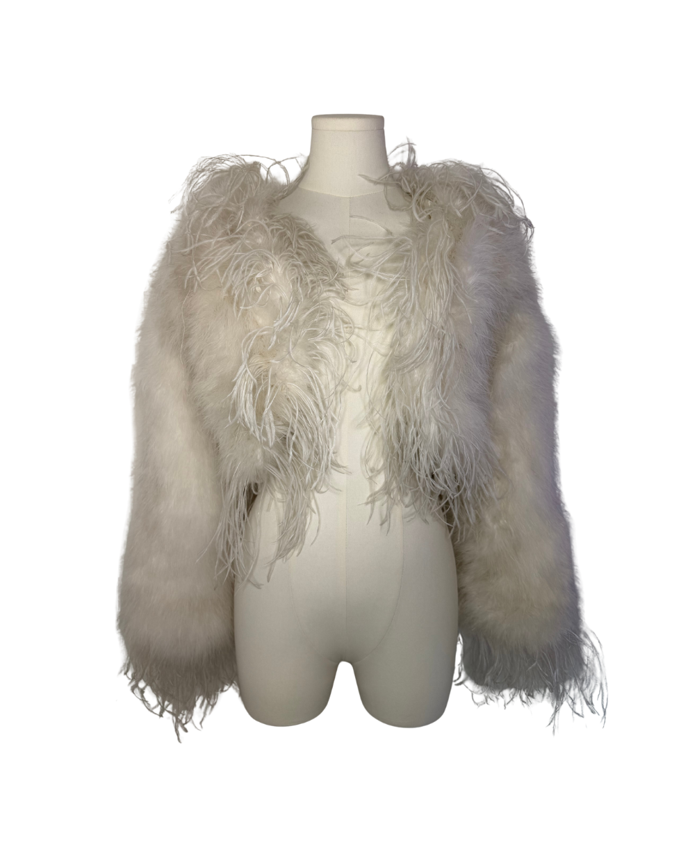 Vintage Italian White Feather Jacket