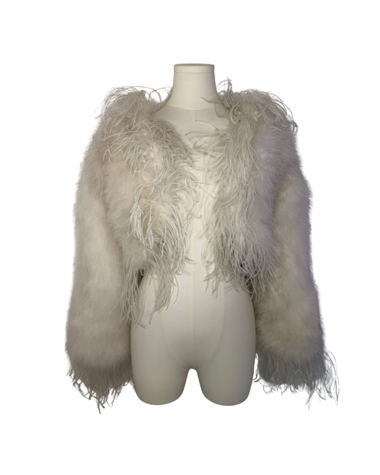 Vintage Italian White Feather Jacket