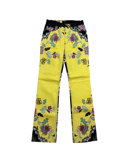 Roberto Cavalli Yellow Chinoiserie Jeans