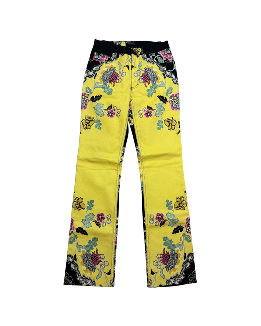 Roberto Cavalli Yellow Chinoiserie Jeans