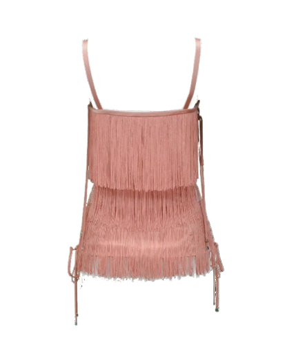 Dolce & Gabbana Pink Fringe Lace Up Corset Top