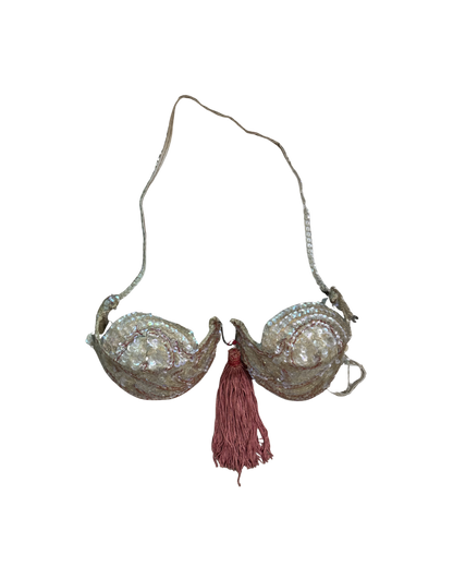 Vintage Iridescent Showgirl Sequin Halter Costume Bra