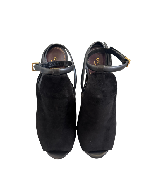 Gucci Suede Peep Toe Booties