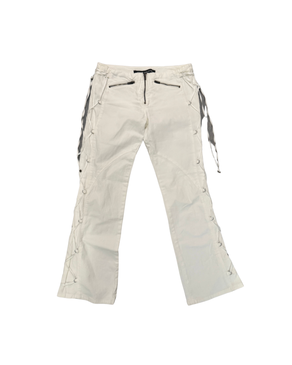 Versace White Lace Up Capri Jeans