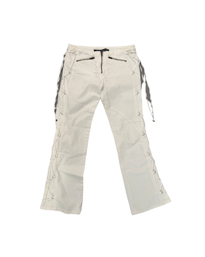 Versace White Lace Up Capri Jeans