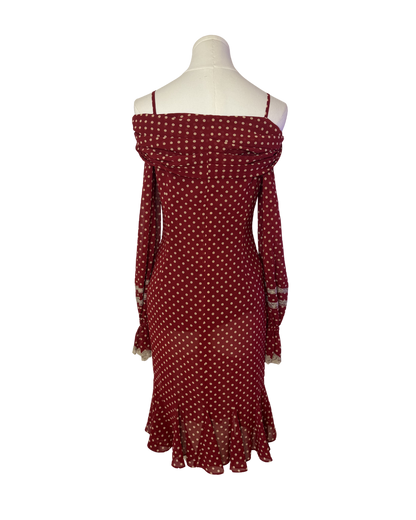 Keita Maruyama Red Polka Dot Off-The-Shoulder Maxi Dress