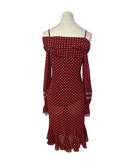 Keita Maruyama Red Polka Dot Off-The-Shoulder Maxi Dress