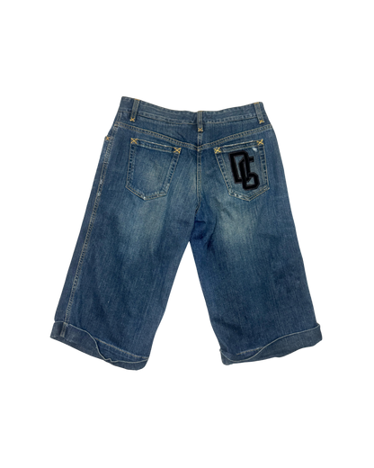 Dolce & Gabbana Long Denim Logo Shorts