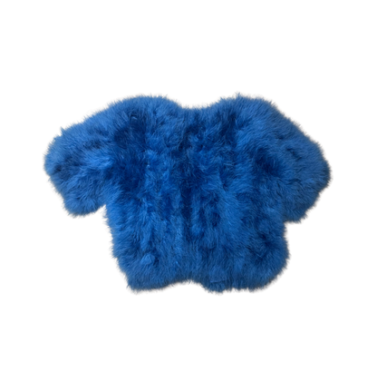 Sonia Rykiel Blue Marabou Feather Short Sleeve Jacket