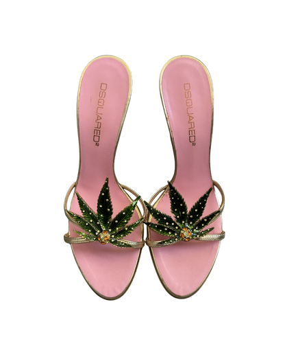 Dsquared² Marijuana Pot Leaf Sandal Heels