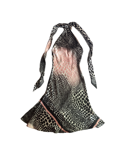 Roberto Cavalli Giraffe Print Halter Dress