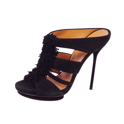 Gucci Suede Fringe Mule Heels