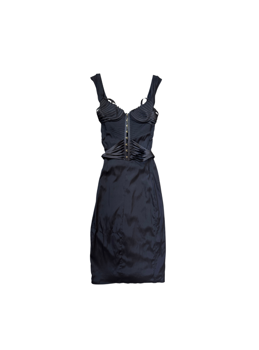 Gucci by Tom Ford Chocolate Brown Silk Corset Dress
