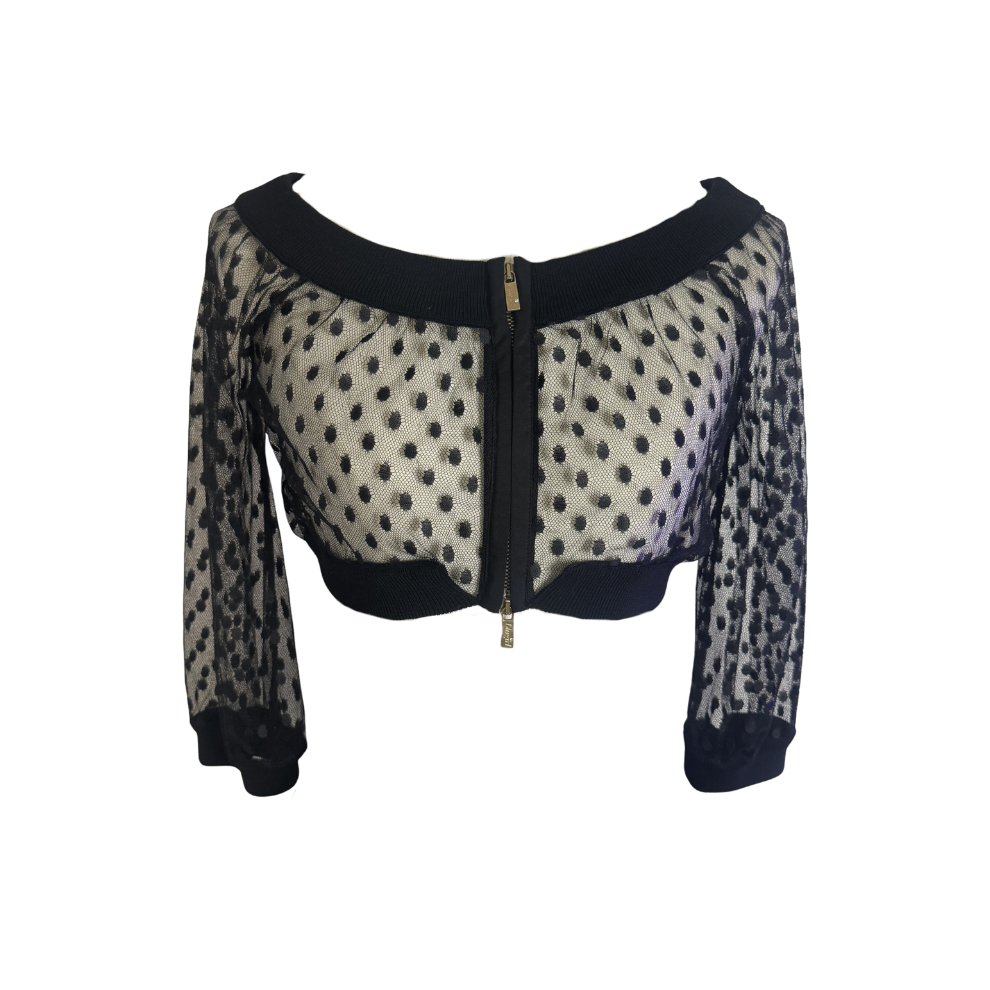 Blugirl by Blumarine Black Sheer Polka Dot Crop Top