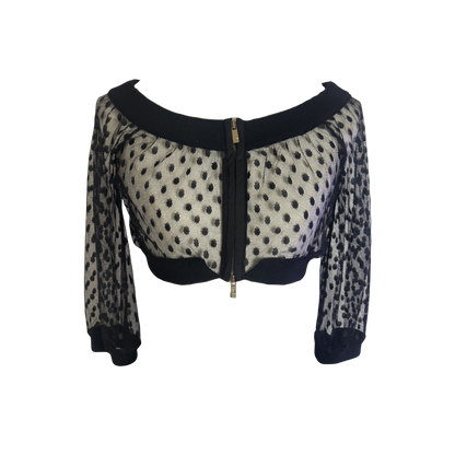 Blugirl by Blumarine Black Sheer Polka Dot Crop Top