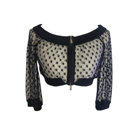 Blugirl by Blumarine Sheer Polka Dot Crop Top