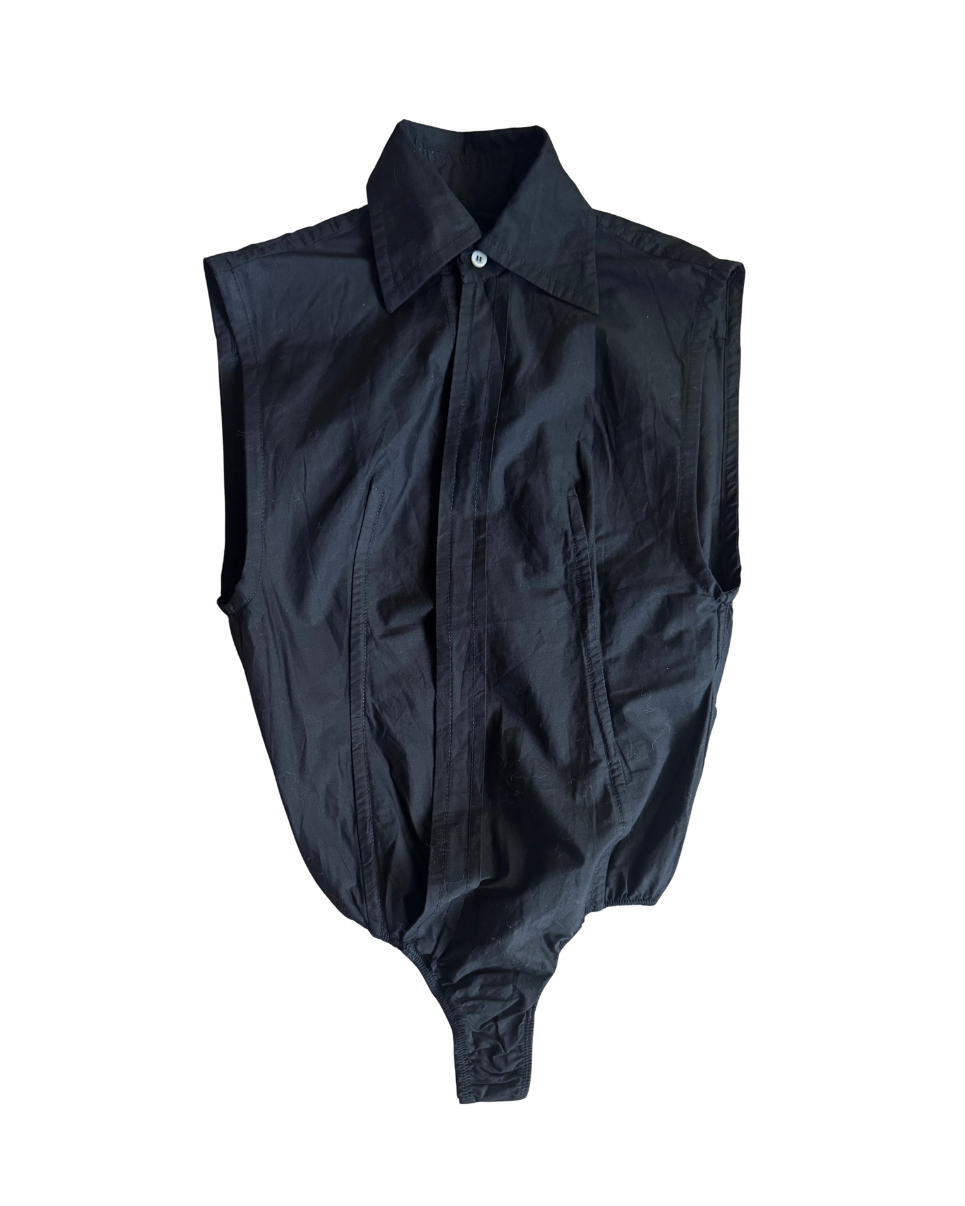 Dsquared² Asymmetrical Black Bodysuit Vest Top