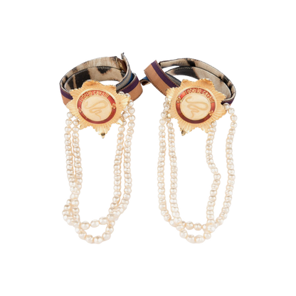 Roberto Cavalli Medallion Heels with Detachable Pearl Ankle Straps